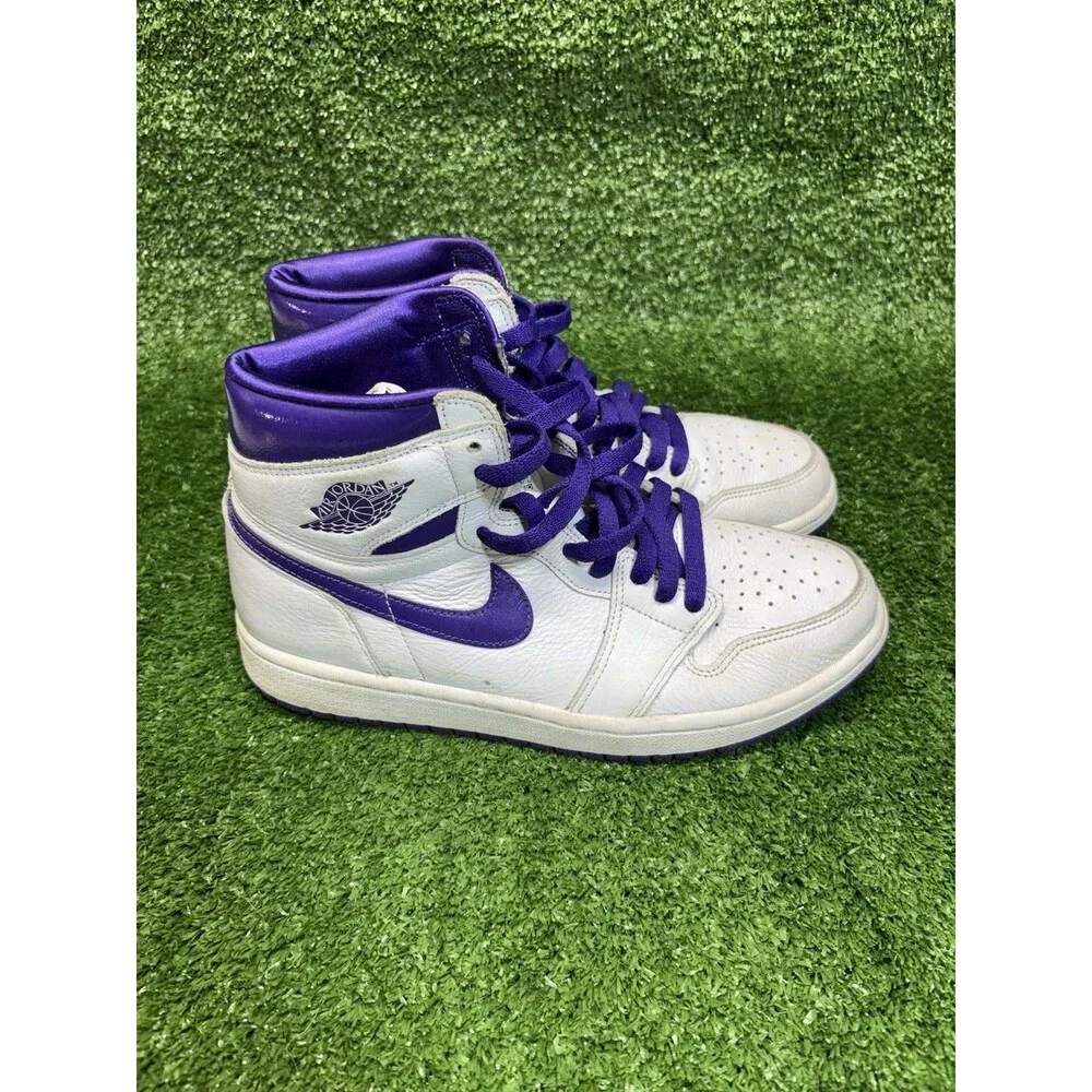 Nike Air Jordan 1 High OG Court Purple White Leather Sneakers Sz 8.5 CD0461-151